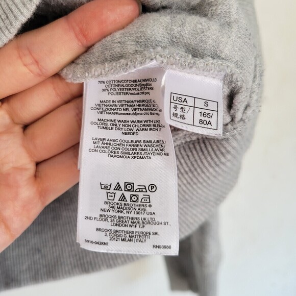 Brooks Brothers Heather Gray Cotton Full Zip Long Sleeve Sweater Jacket Sz Small - Picture 11 of 12